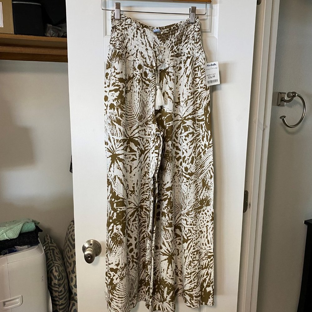blue island, wide leg casual oversized lounge pants - XS - 100% Rayon